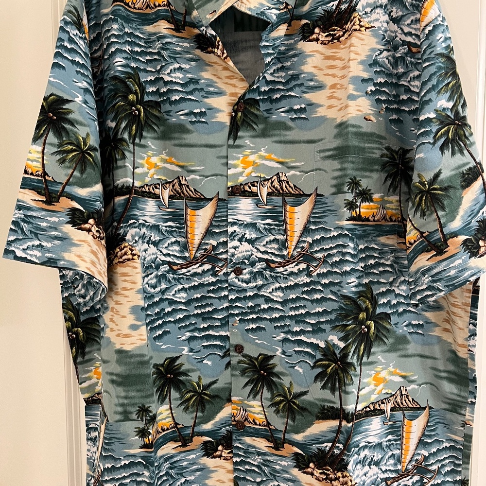 Aloha Republic Hawaiian Men's Short Sleeve Shirt Big and Tall--Size 3XL